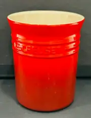 New Le Creuset Stoneware Kitchen Utensil Jar Tool Crock Holder Cerise Red Ombre