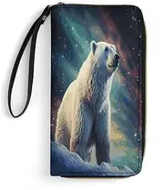 [BFGWK] Large Wallet Novelty Polar Bear Printing Long Wallet With Zipper Leather Wallet Suitable For Both Men And Women, style, 19.7x10.5cm, Style, 19.7x10.5cm, 现代