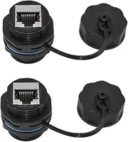 xioaue 2PCS RJ45 Panel Mount Coupler, IP68 Shielded Industrial Panel Mount Ethernet LAN Through Connector for CAT6/CAT5E/CAT5