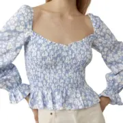 Phase Eight Womens Blue Floral Blouse Size 10