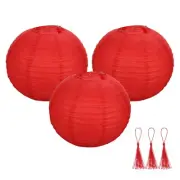 3 Pcs Red Round Paper Lanterns 16 Inch Paper Lantern Party Decorations