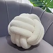Knot Ball Pillow, Sherpa Home Decorative Plush Pillow Soft Round Throw Pillow, Knotted Pillow for Bed Couch Sofa