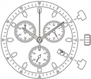 Watch Movement Quartz .Miyota/Citizen FS00 Date at 4 Chronograph