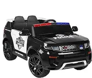 ALFORDSON Kids Ride On Car 12V Eletric Dual Motor, Remote Control Car with Music Player & Brilliant LED Headlights Tail Light, Ride-on Patrol Design Toy Vehicle for Toddler, Black