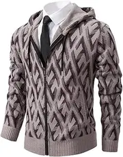 [Generic] Men Winter Hooded Casual Cardigans Sweatercoats Fleece Warm Slim Cardigans Knitwear Sweaters
