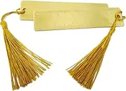 Honbay 2PCS Gold Brass Straight Rulers Metal Copper Bookmarks with Tassels for Home School Library or Travel (12cm)