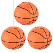 3 Pcs 12" Basketball Paper Lanterns Round Hanging Chinese/Japanese Decor Orange
