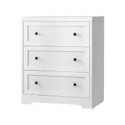 Oikiture 3 Chest of Drawers Bedside Table White