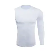 Compression Shirts for Men 1/2 Single Arm Single Long Sleeve Large White-1