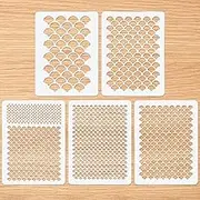 5pcs Mermaid Scale Stencil, 7.87x5.91 Inch Fish Scale Stencils Reusable Fish Scale Face Painting Template Dragon Scale Stencil Mermaid Makeup Stencil for Art Face Wall Painting