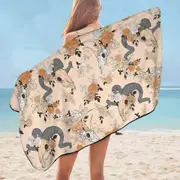 Floral Goat Skulls Microfiber Beach Towel