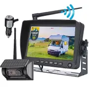 7" Wireless DVR IPS Monitor Solar Magnetic Reversing Camera for Truck RV Camper