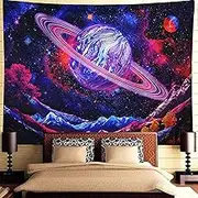 Mikutech Galaxy Tapestry Trippy Planet Tapestry Psychedelic Mountain Wall Tapestry Space Tapestry Starry Sky Tapestry Wall Hanging for Home Decor (M)