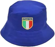 Beyond Happy Italy Bucket Hat - Traditional Italia Flag Blue Heavy Duty Sun Hat - (Cotton, Unisex Design Football, Olympics & Rugby Support)…