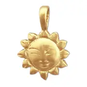 14K Gold Smiley Face Sun Charm Slide