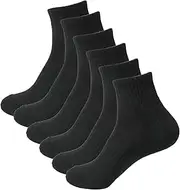 [SAMMUCH] Men's Ankle Socks Athletic Solid Color Socks Crew Socks Quarter Walking Running Simple Sock for Men 6 Pair