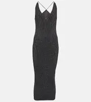 [Galvan] Galvan Rhea metallic knit midi dress AU 14 black