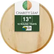 Disposable Palm Leaf 13" Round Flat Trays (10 pieces) Bamboo Like Serving Platte