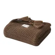 Solid Color Wool Knit Plaid Blanket With Tassel Super Soft Bohemia Throw Blanket for Bed Sofa Cover Bedspread Decor Blankets khaki 70x100cm