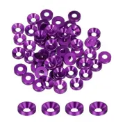 M4 Countersunk Washers,Anodized Aluminum Gaskets for Screw RC,50PCS(Purple)
