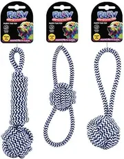 UBL Puppy Tug Rope with Ball, Assorted Colors (3 Pieces)