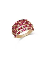 Bloomingdale's Fine Collection Ruby & Diamond Multirow Statement Ring in 14K Yellow Gold