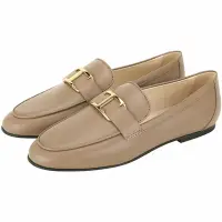 在飛比找Yahoo奇摩購物中心優惠-TOD’S Timeless 金T字小牛皮樂褔鞋(可可色)