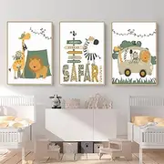 CULASIGN Set of 3 Pictures Children's Room Decoration, DIN A4 Children's Posters, Baby Room, Forest Animals, Wall Pictures, Without Frame, Wall Poster Boys and Girls (DEF, 40 x 50 cm)