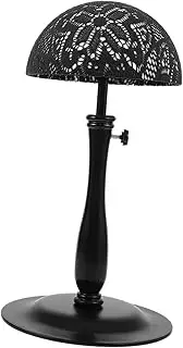VICASKY Adjustable Height Wig Stand Display Rack Elegant Lace Pattern Dome for Wigs and Hats Durable Black Wire Headband Holder Tool Assembly for Stylish Storage