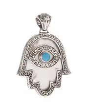 Samuel B Silver Turquoise Pearl Hamsa Pendant