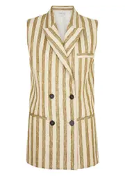 Forte_forte Striped Lamé Woven Sleeveless Jacket - Gold - 3 (UK 12 / M) 3 (UK 12 / M)