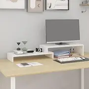 Wooden Monitor Stand, Adjustable Length, Computer Screen Riser Stand for Desktop, Minimalist Design, (52-101) x 22 x 14 cm, Solid Wood Pine