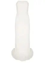 16 Arlington Minelli Feather-trimmed Midi Dress - White - 10 10