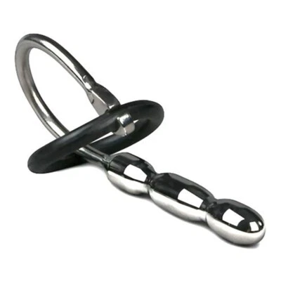 Sinner Penis Plug with Glans Ring, Surgical Steel Solid Male Urethral Plug