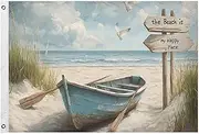 YMXFXP Boat Beach Rustic Flag Outdoor Double Sided Cute Funny Flags 24” x 36” - UV & Fade Resistant Flag Banner Garden House Decor with 2 Brass Grommets