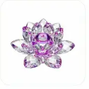 5" Purple Hue Reflection Crystal Lotus Flower FengShui Home Decor with Gift Box
