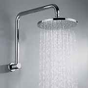 Decaura Gooseneck Shower Arm Extension with 9" Swivel Rain Shower Head Set Brass Chrome