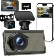4K Dash Cam Front and Rear Ultra HD Dual Dash Camera for Cars 4K+2K 3'' IPS