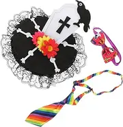 SEWOART Halloween Decorative Pet Collar Set Adorable Bowtie and Hat for Cats Dogs 3pcs Kitten Collar Design