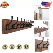 Rustic 38.6'' Wall Mounted Coat Rack - 10 Hooks for Stylish Organization