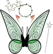 Fairy Wings, Sparkling Sheer Wings for Women Girls Adults, Fairy Wand Elf Ears Butterfly Wings Fairy Wings Adult Costume Set, Halloween Angel Wings Kids' Dress Up & Pretend Play Fancy Dress
