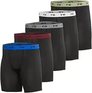 [Real Essentials] 5 Pack: Mens Compression Shorts - Quick Dry Performance Active Underwear (Available in Big & Tall)