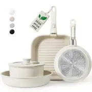 Pots and Pans Set Non Stick 7 Pack Ceramic Cookware Set with Detachable Handl...
