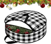 Humkopnl Wreath Container Bag - Wreath Container Bag Waterproof Case - Plaid Pattern Wreath Wrapping Bag Zipper Closure Garland Container for Halloween, Easter
