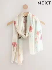 Blue Floral Sprigs Lightweight Scarf (F33271) | $26