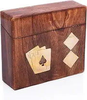 Unique Birthday Gift Ideas Handcrafted Classic Wooden Playing Card Holder Deck Box Storage Case Organizer With Premium Quality 'Ace' Playing Cards Anniversary Housewarming Gifts Men Women