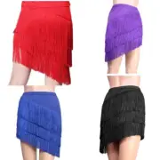 Womens Latin Dance Skirt Tango Rumba Tassels Fringe Ballroom with Shorts Inside