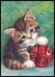 Greeting Card - Cat Kitten TABBY - Christmas 0582