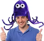 Whimsical Purple Octopus Squid Plush Hat. Playful Costume Accessory Cap for Memorable Celebrations Comfortable Fit with Easy-To-wvear Design.