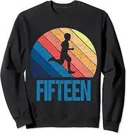 [X.Style] 15th Birthday Retro Runner Jogging 15 Year Old Boys Sweatshirt ds550 Sweater (3XL) Black